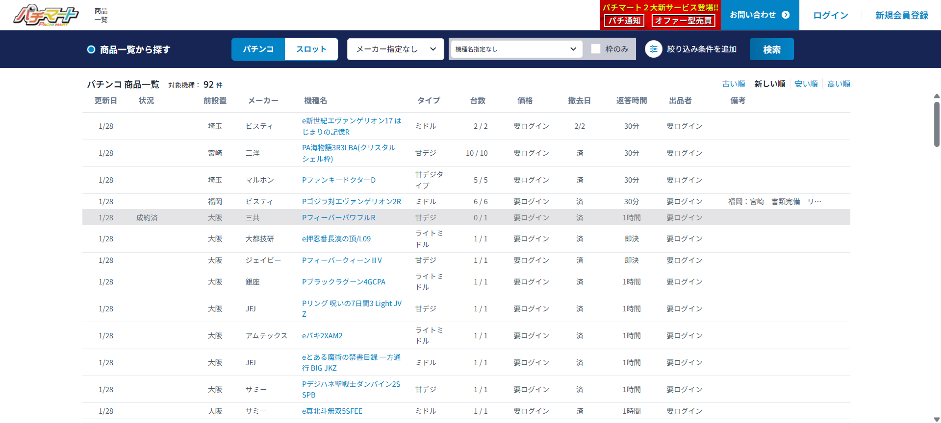 パチマート画面